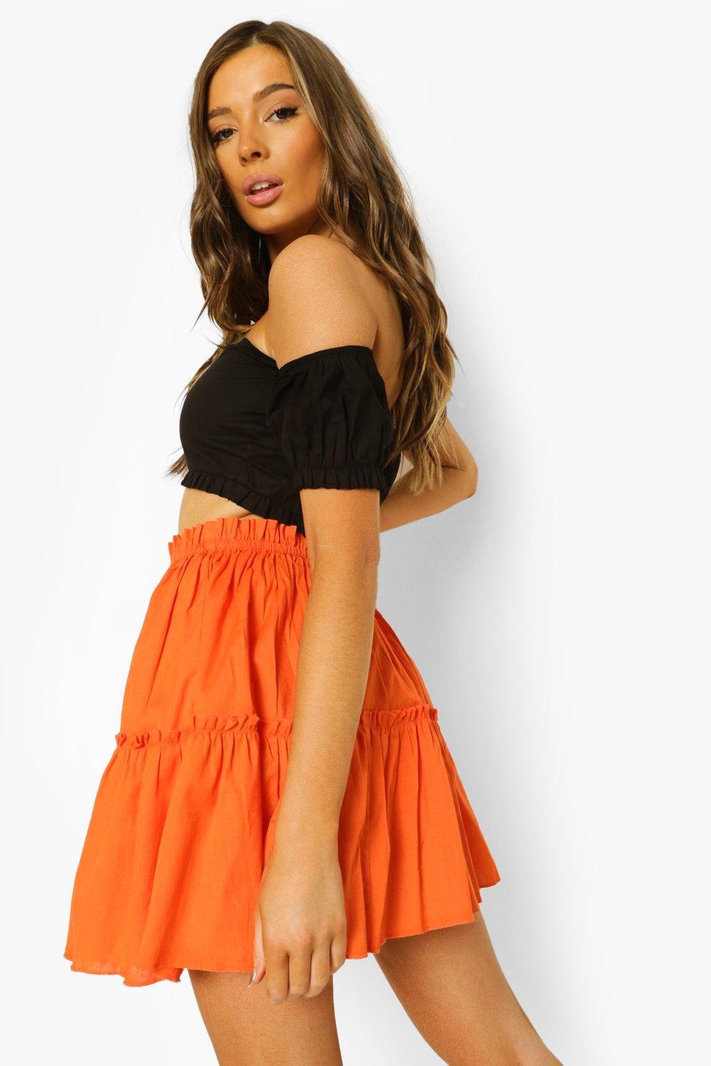 Cotton ruffle 2025 mini skirt